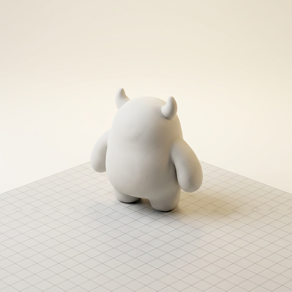 Small white 3D printed monster figurine, 10 cm size