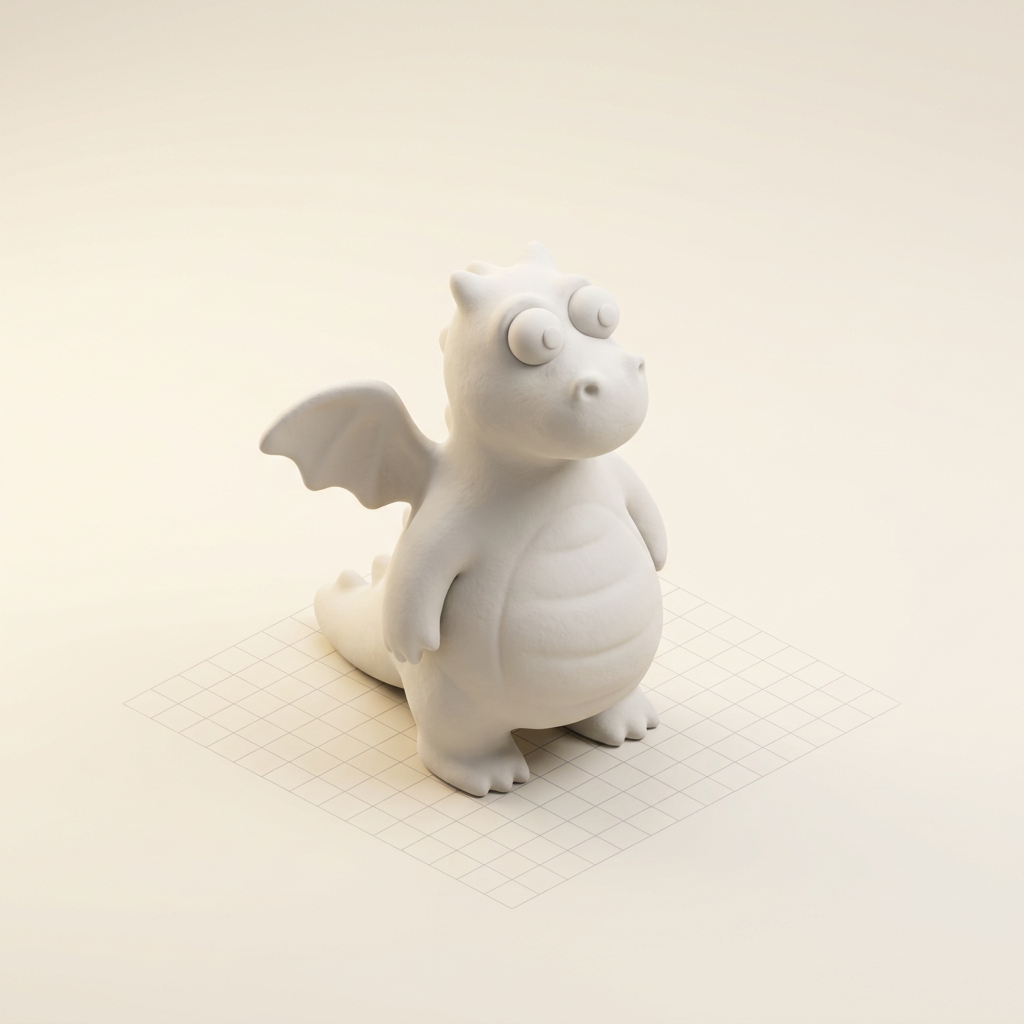Medium white 3D printed dragon figurine, 15 cm size